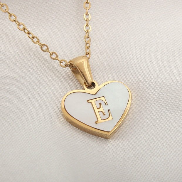 26 Letter Heart-shaped Necklace White Shell Love Clavicle Chain