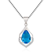 European And American Style New Colored Gems Water Drop Pendant Clavicle Chain