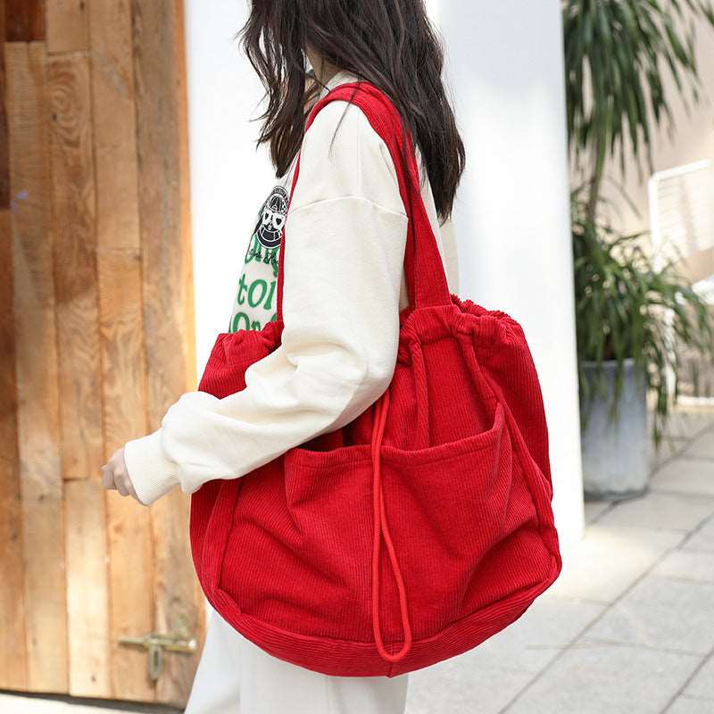 Corduroy Multi-pocket Handbag Women Underarm Bags