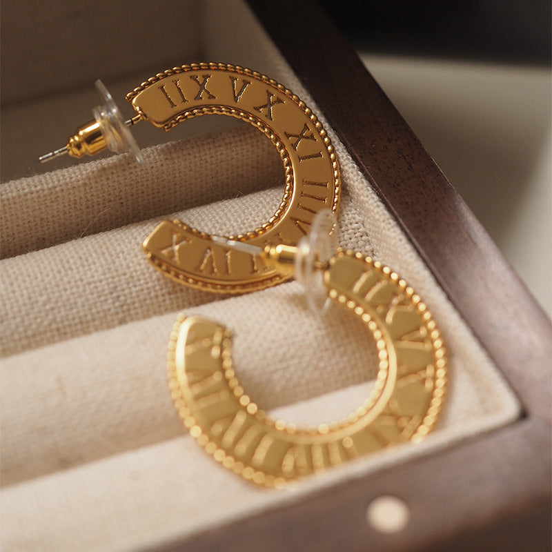 Roman Numeral Ring Shaped Earrings