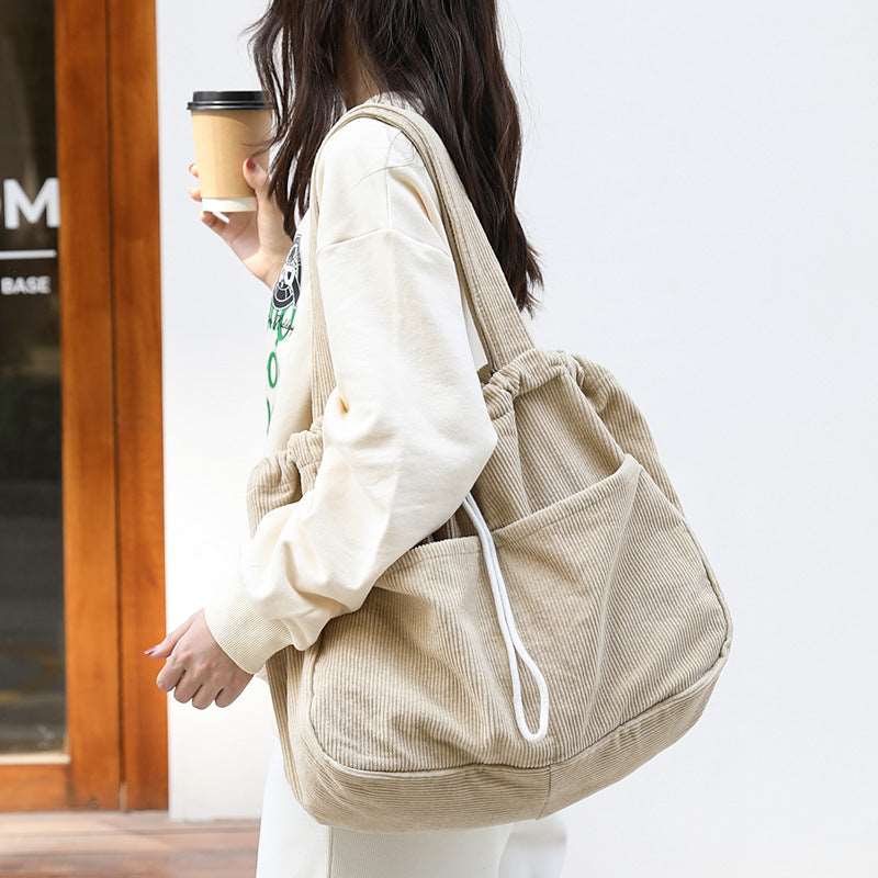 Corduroy Multi-pocket Handbag Women Underarm Bags