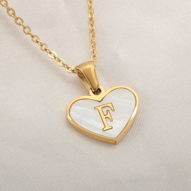 26 Letter Heart-shaped Necklace White Shell Love Clavicle Chain