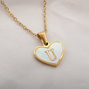 26 Letter Heart-shaped Necklace White Shell Love Clavicle Chain