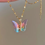 Colorized Butterfly Pendant & Clavicle Chain