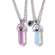 Love Magnetic Buckle Natural Hexagon Pillar Necklace & Pendant