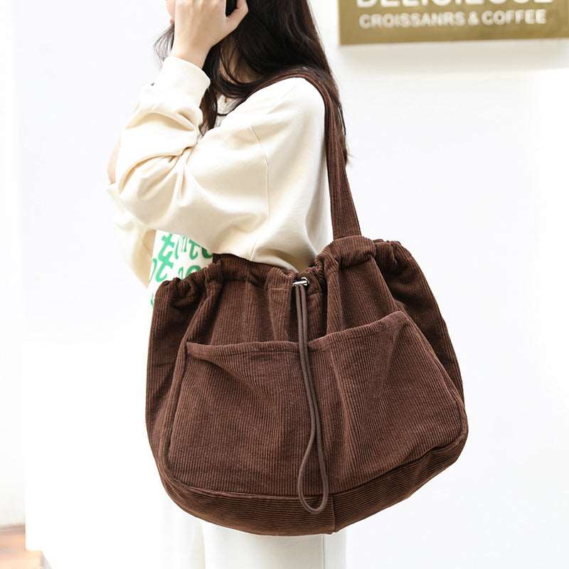 Corduroy Multi-pocket Handbag Women Underarm Bags