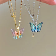 Colorized Butterfly Pendant & Clavicle Chain