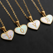 26 Letter Heart-shaped Necklace White Shell Love Clavicle Chain