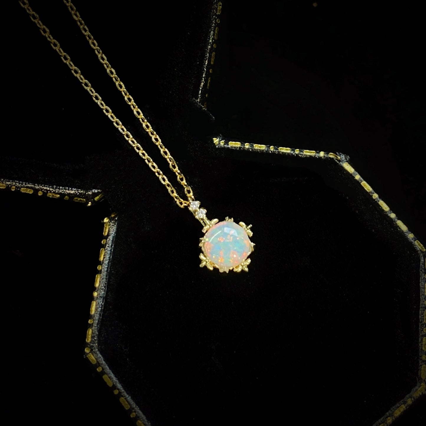 Opal Court Style Glow Gold Plated 14k Yellow Gold Necklace - Jps collections