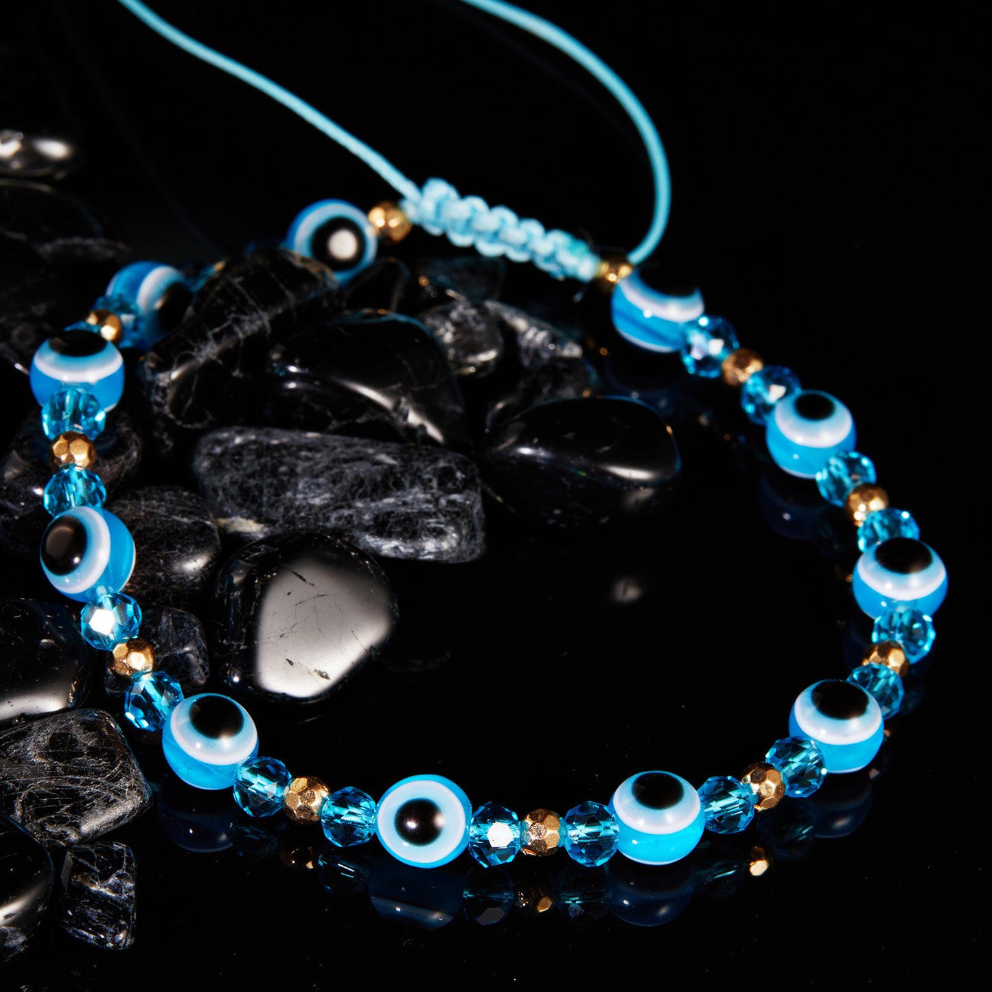 Eye Crystal Bead Pull Adjustable Bracelet - Jps collections