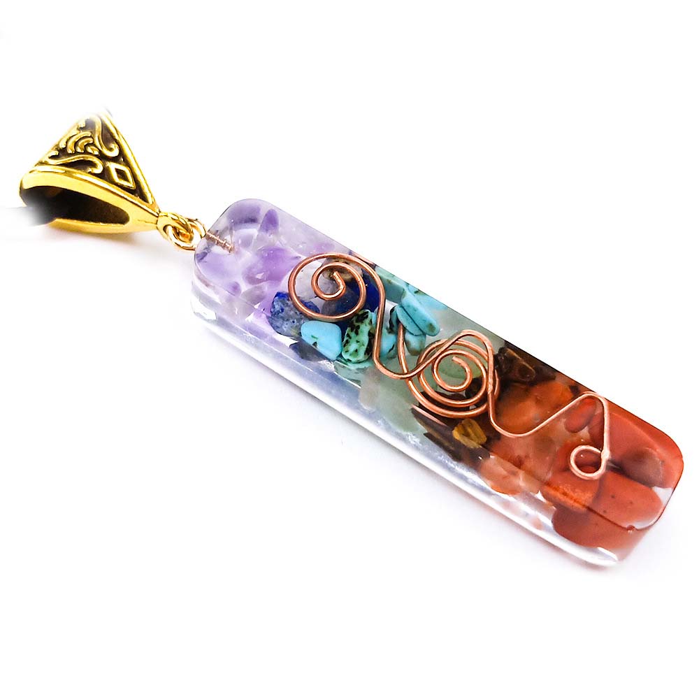 Natural Stone Colorful Gravel Pendant Necklace - Jps collections