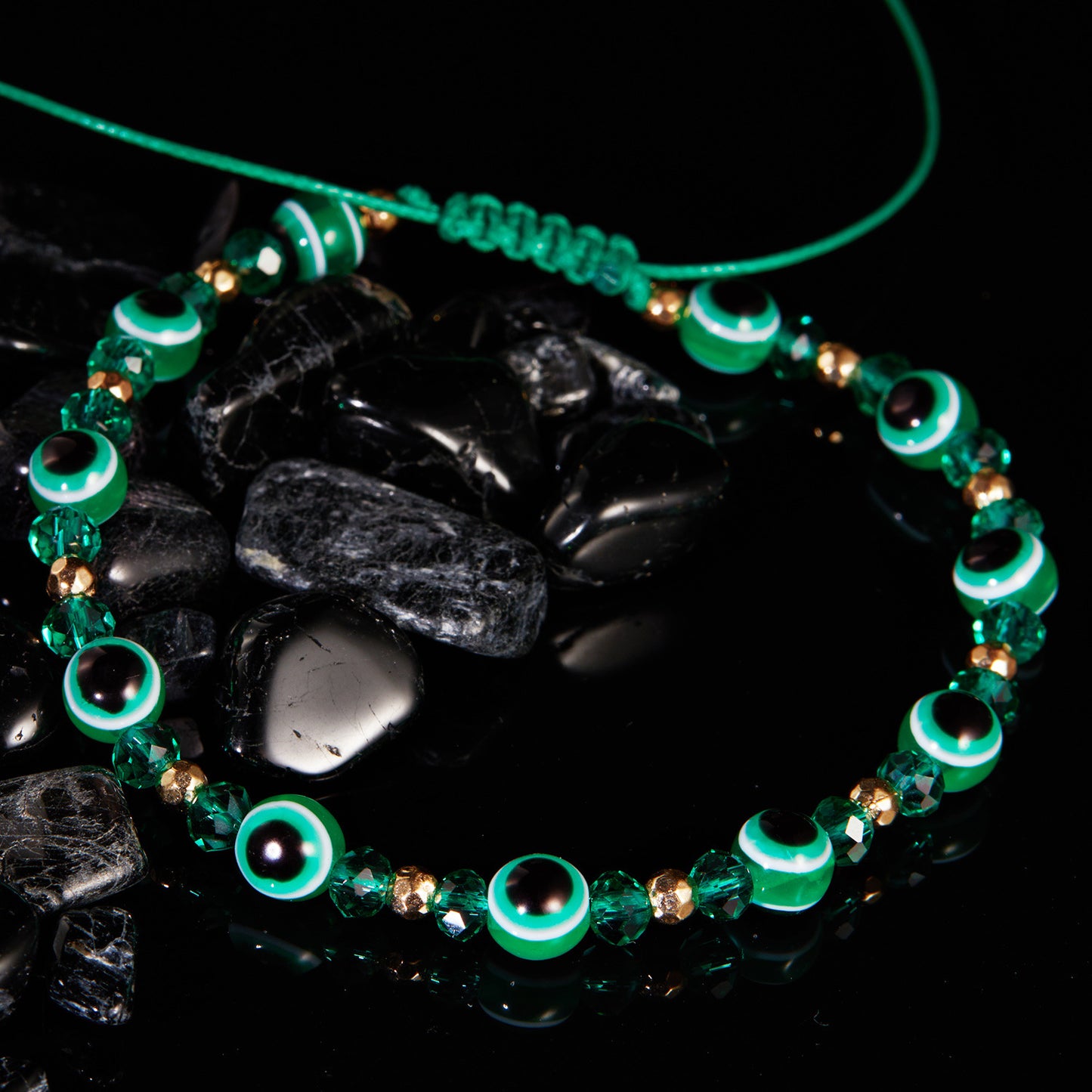 Eye Crystal Bead Pull Adjustable Bracelet - Jps collections