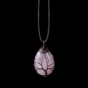 Natural Stone Crystal Drop-shaped Winding Tree Of Life Pendant Necklace Jewelry - Jps collections