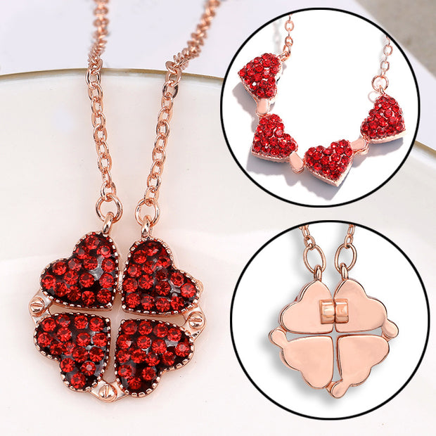 Rose Gold Full Red Diamond Necklace