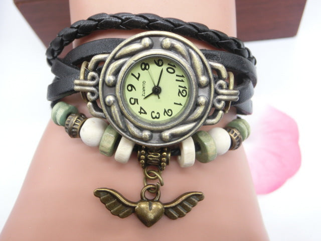 Vintage casual flying heart pendant bracelet belt watch - Jps collections