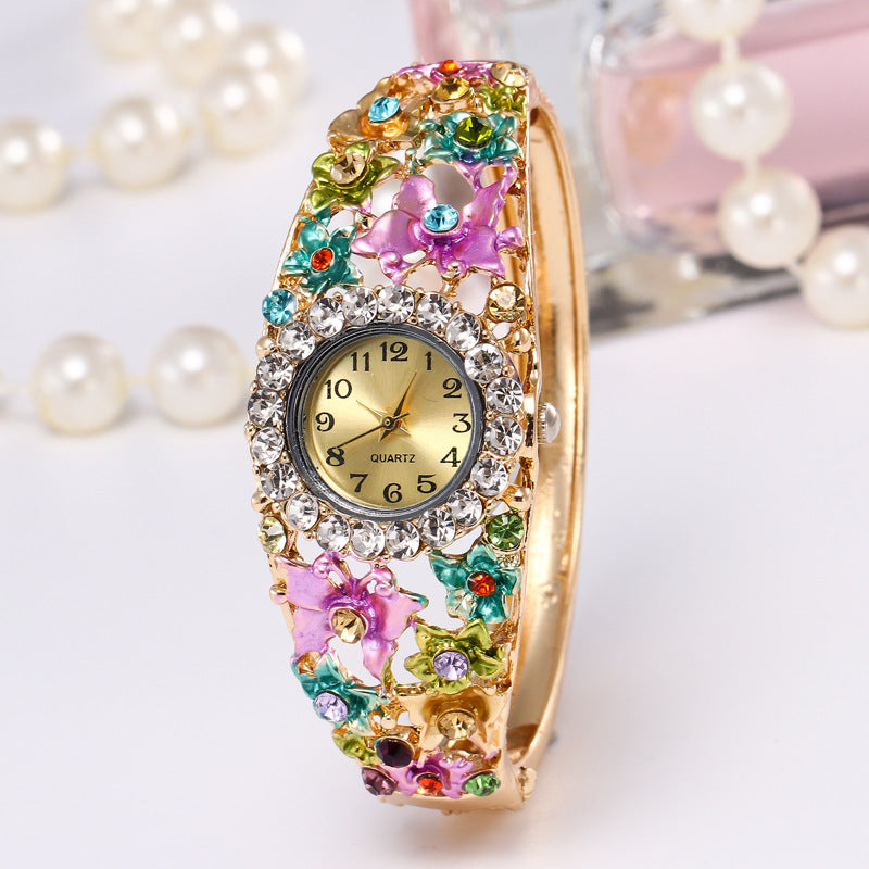 Small flower diamond ladies bracelet watch - Jps collections