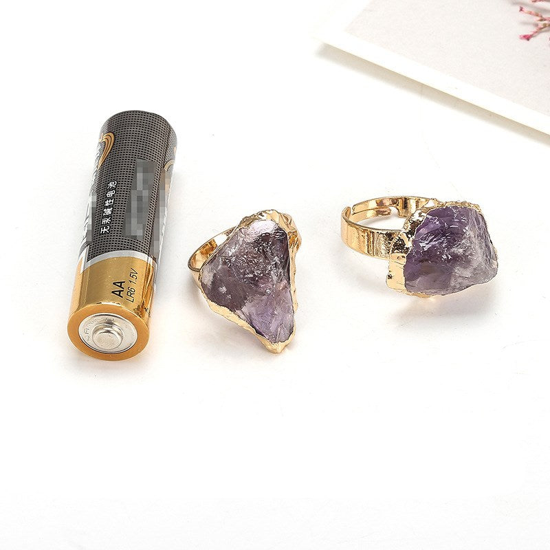 Natural Crystal Plating Rough Stone Ring - Jps collections