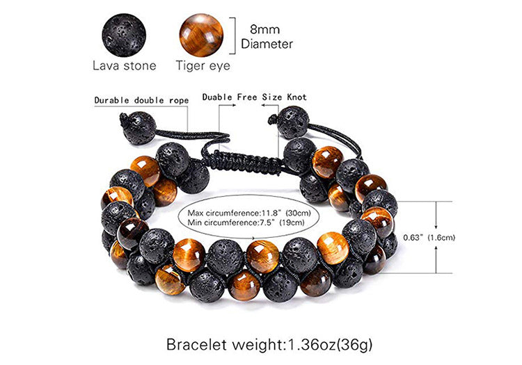 Tiger Eye Couple Bracelets Matte Black Agate Beads Bracelet - Jps collections