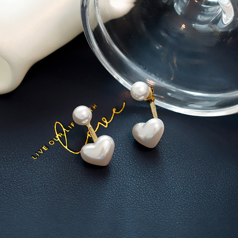 Simple Temperament Love Pearl Stud Earrings - Jps collections