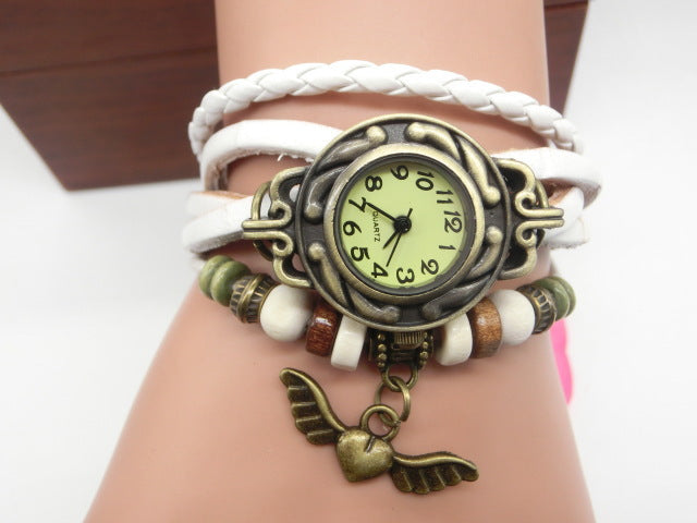 Vintage casual flying heart pendant bracelet belt watch - Jps collections