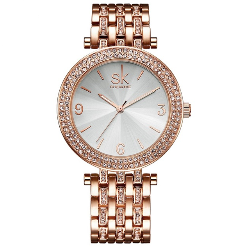 Luxury Crystal Sliver Dial Watch