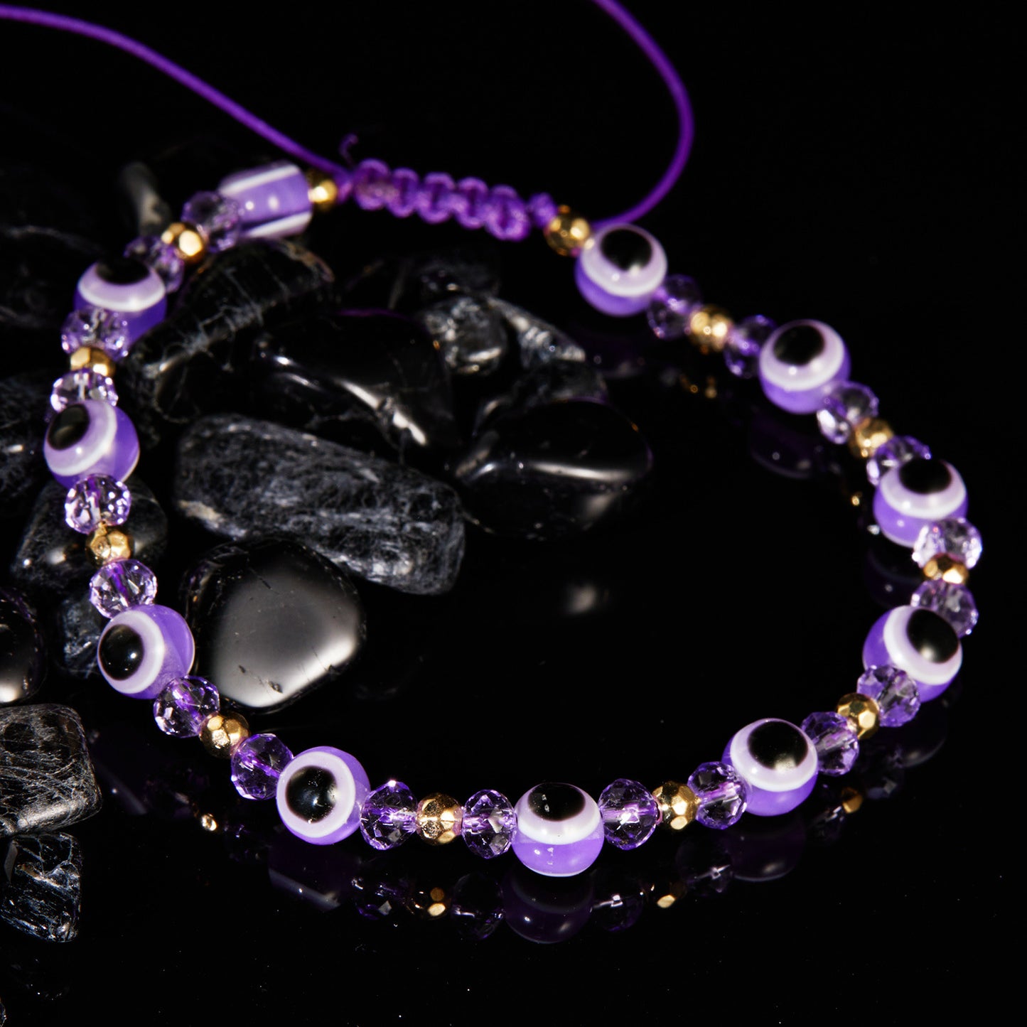 Eye Crystal Bead Pull Adjustable Bracelet - Jps collections