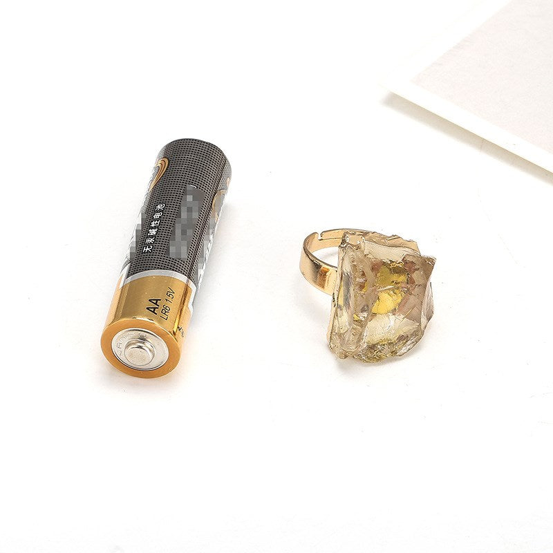 Natural Crystal Plating Rough Stone Ring - Jps collections