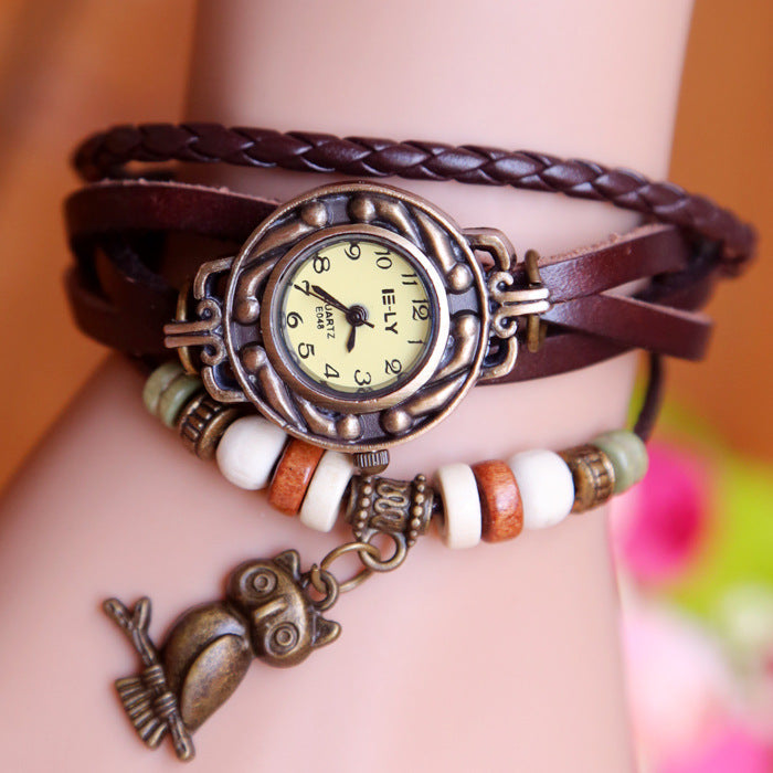 New bracelet bracelet owl female style back Rome fashion punk tide Korean female student Watch - Jps collections