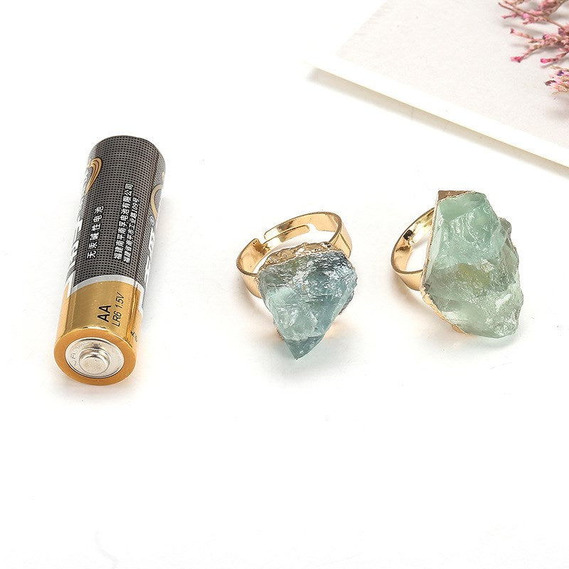 Natural Crystal Plating Rough Stone Ring - Jps collections