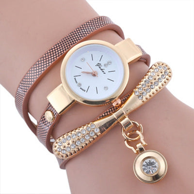 Circle Quartz Bracelet Watch Lady Leather Band Fashion - Jps collections