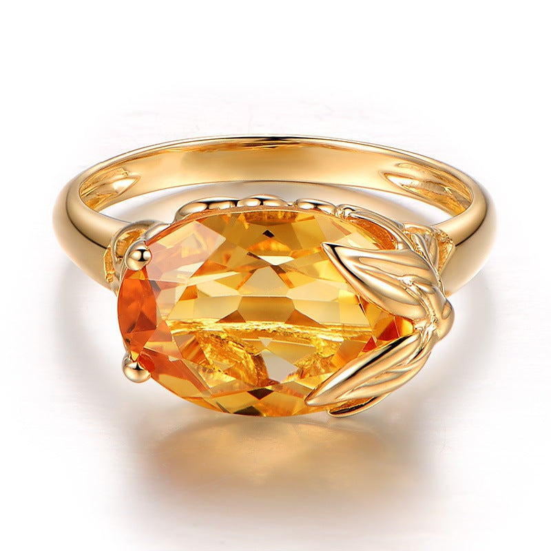 Engagement Ring Citrine Gemstone Ring - Jps collections