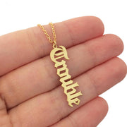 Custom Name Necklace Stainless Steel Vertical Signature Pendant