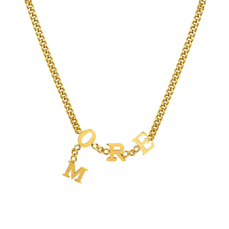 Letter Necklace Stainless Steel 18K Real Gold Plated Hypoallergenic