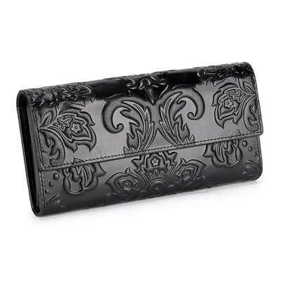 Women's Leather Wallet Long Three-fold Long Wallet - Jps collections