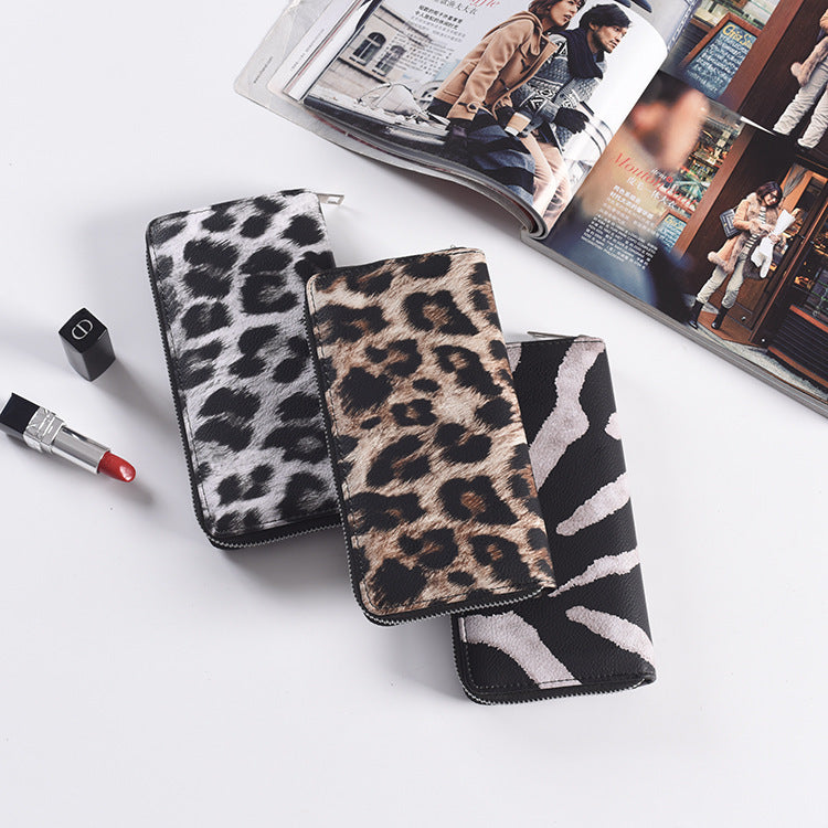 Fashion Long Zipper Women Wallets Bright Leather Black and White Wallet Wallet Prismatic Bag Flower Corner Clutch Bag Purse - Jps collections