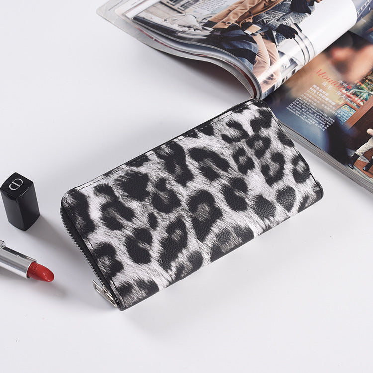 Fashion Long Zipper Women Wallets Bright Leather Black and White Wallet Wallet Prismatic Bag Flower Corner Clutch Bag Purse - Jps collections