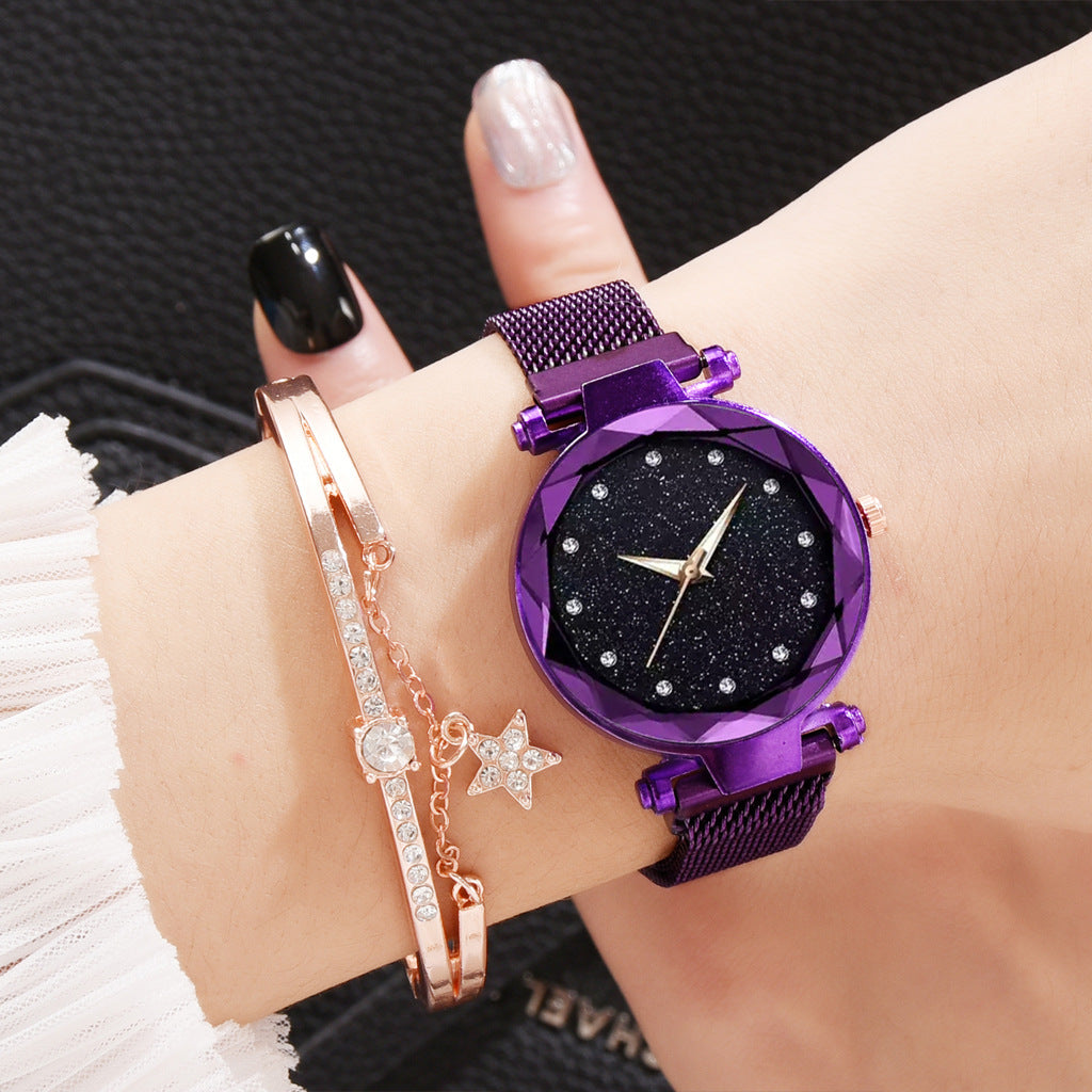 Luxury Women Watches Bracelet Set Fashion Elegant Magnet Buckle Ladies Starry Sky Watch Set Relogio - Jps collections