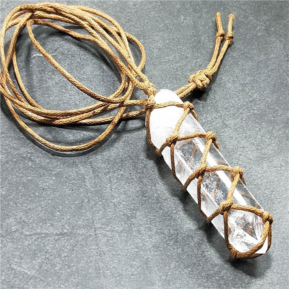 White Crystal Pillar Pendant Necklace - Jps collections