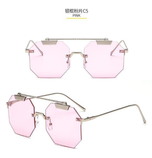 2023 New Arrival Brand Designer Sunglasses irregular Women Shades red silver Glasses Fashion Rimless Eyewear UV400 With box NX - Jps collections