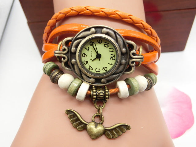 Vintage casual flying heart pendant bracelet belt watch - Jps collections