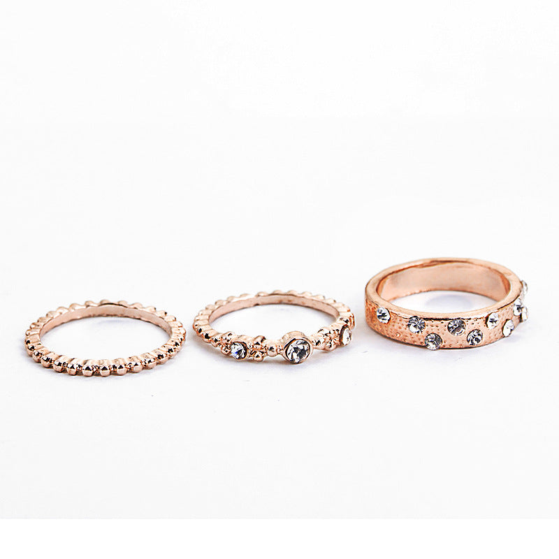 European And American Jewelry Rose Gold Stackable Diamonds Set Of Five Sets Of Rings BohemiaJ - Jps collections