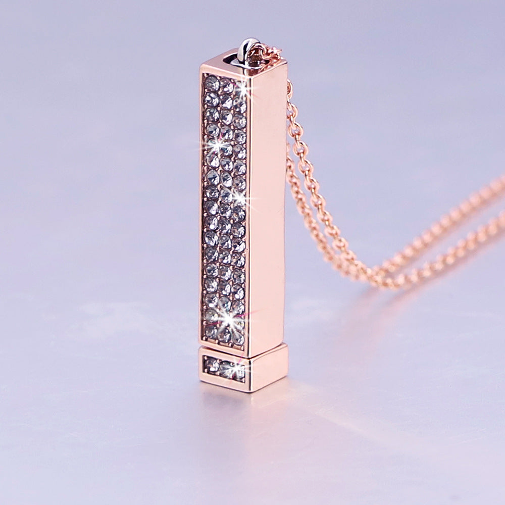 Retractable Three-dimensional Rod Pendant DIY Customized Name Diamond Necklace