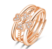 Ring Four-Leaf Clover Ring For Women Split Three-In-One Combination Opening Ring Adjustable Size - Jps collections