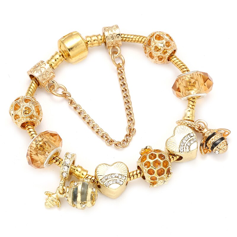 European and American fashion alloy gold-plated DIY hardworking bee ladies bracelet jewelry - Jps collections