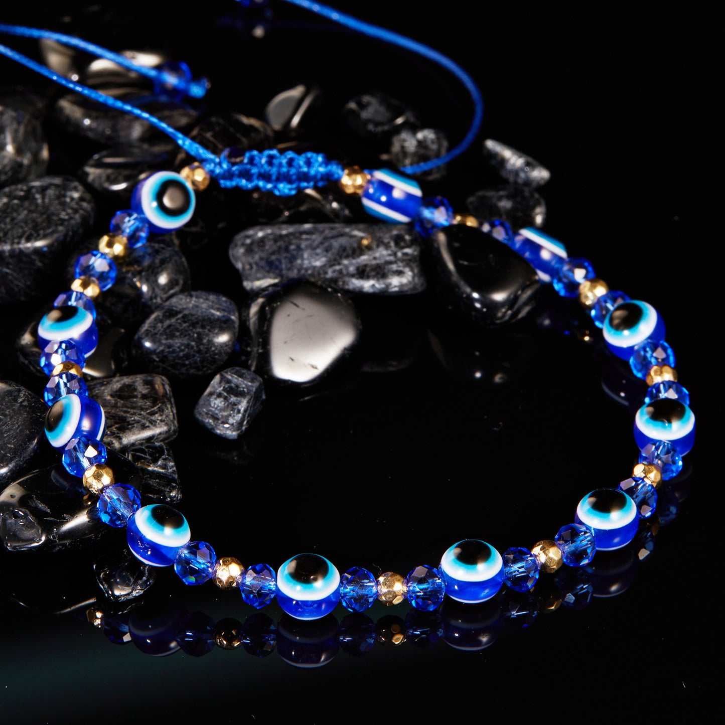 Eye Crystal Bead Pull Adjustable Bracelet - Jps collections