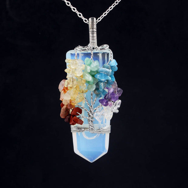 Crystal Column Tree Of Life Winding Pendant Necklace - Jps collections