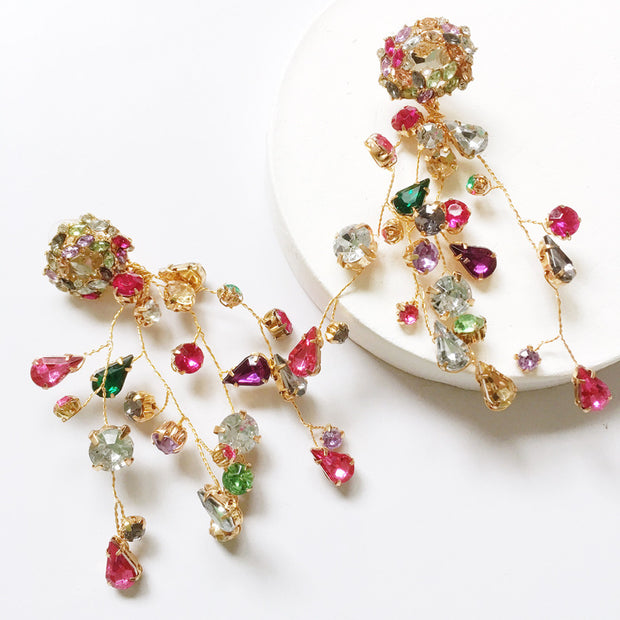 Earrings Colorful Diamond Earrings Colorful Crystal Earrings - Jps collections