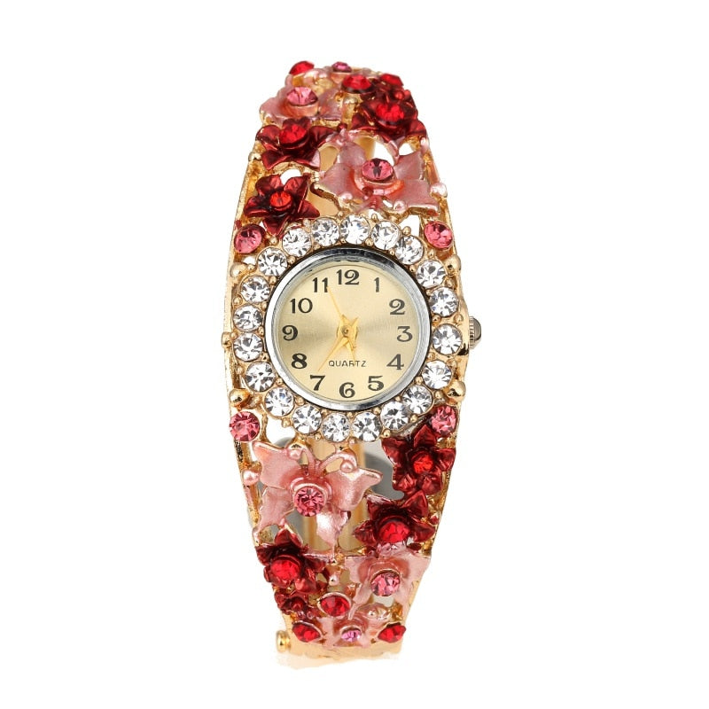 Small flower diamond ladies bracelet watch - Jps collections