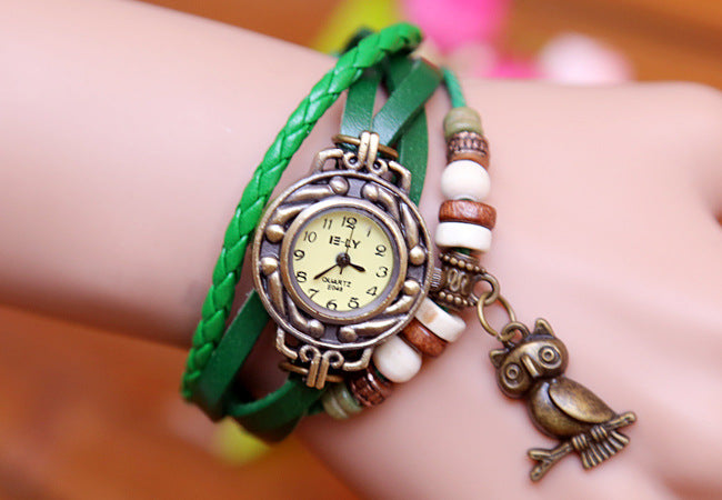 New bracelet bracelet owl female style back Rome fashion punk tide Korean female student Watch - Jps collections