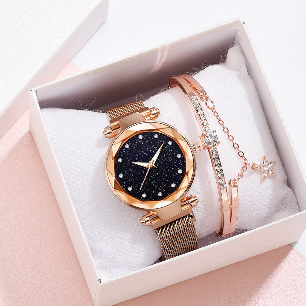 Luxury Women Watches Bracelet Set Fashion Elegant Magnet Buckle Ladies Starry Sky Watch Set Relogio - Jps collections